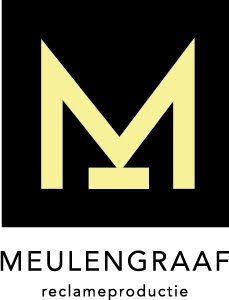 Logo van Meulengraaf reclameproductie. Een zwart vierkant met een gele M.