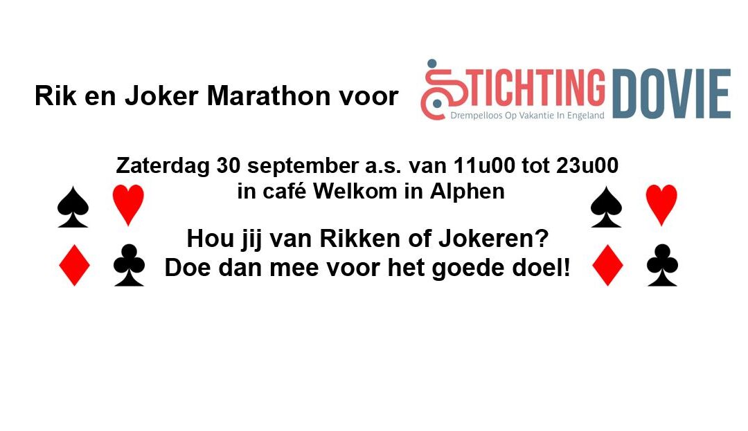 30 september: Rik- en jokermarathon